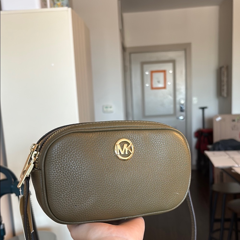 Michael Kors Olive Green Crossbody with Gold Accent